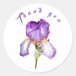 Helle Lila Iris Botanische Kunst Vielen Dank Stick Runder Aufkleber
