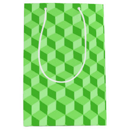 HELLE LINIE GRÜNE GEOMETRISCHE KUBE-PATTER MITTLERE GESCHENKTÜTE