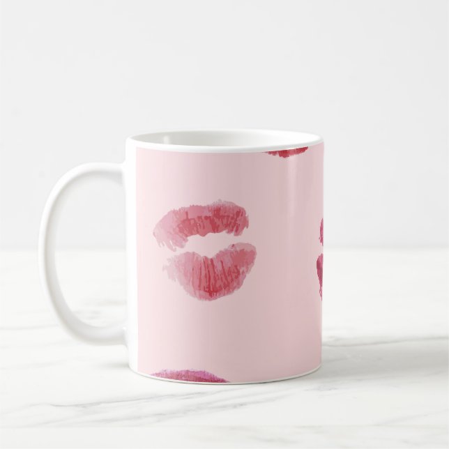 Helle Lippen Prägen Valentinmuster Kaffeetasse (Links)