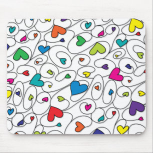 Helle, lockige Herzen Mousepad