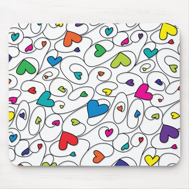 Helle, lockige Herzen Mousepad (Vorne)