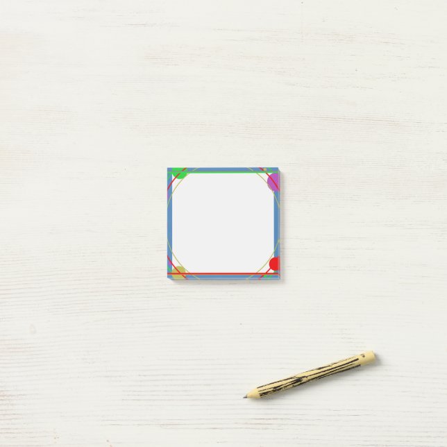 Helle, lustige geometrische kreisförmige Grenzkuns Post-it Klebezettel (Auf Schreibtisch)