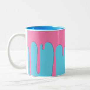 Helle lustige Neonrosa-Farbtropfen Zweifarbige Tasse
