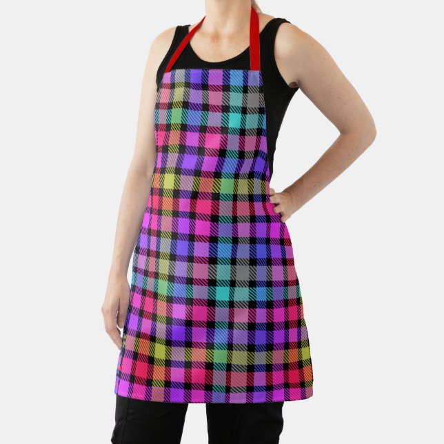 Helle Madras-Karu-Regenbogen-Karo Schürze (InSitu)