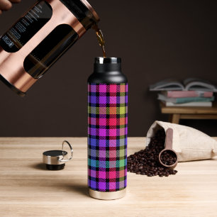 Helle Madras-Karu-Regenbogen-Karo Trinkflasche
