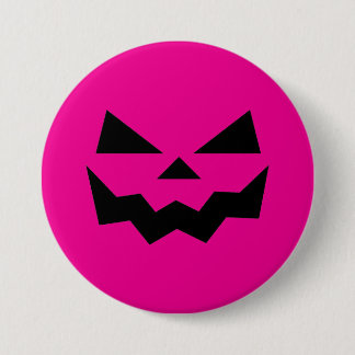 Helle Magenta-Rosa Jack-o-Lantern-Kürbisgesicht Button