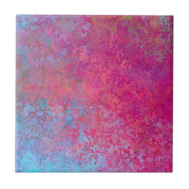Helle Magenta Sunset Abstrakte Acrylpour Fliese (Vorderseite)