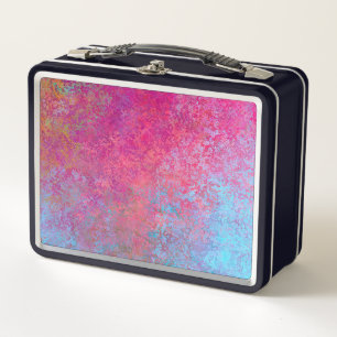 Helle Magenta Sunset Abstrakte Acrylpour Metall Brotdose