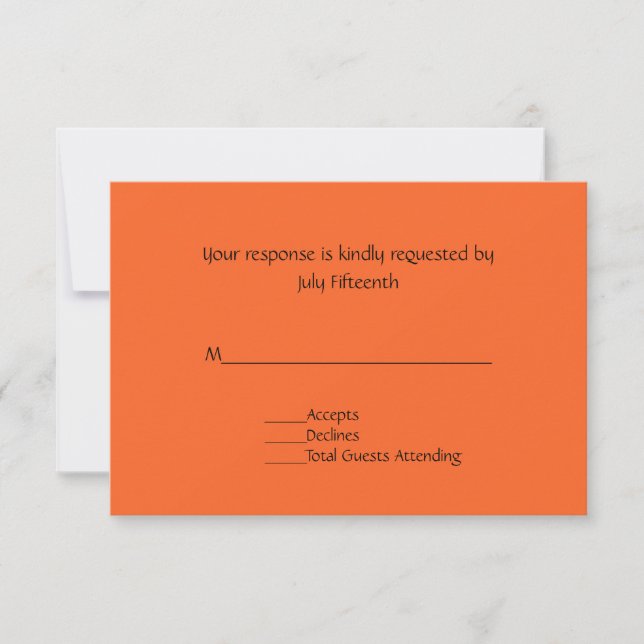 Helle Mandarine Orange Wedding RSVP Card (Vorderseite)