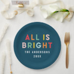 Helle marineblau moderne Weihnachtsfamiliendekorat Pappteller<br><div class="desc">Helle, farbenfrohe marineblaue, lustige Weihnachtsdekoration, die sich in der modernen Weihnachtszeit-Party-Familie vereint, ist eine helle Papiertafel.</div>