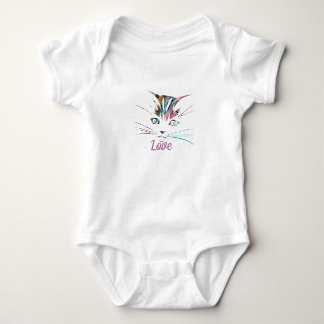 Helle Marmorkatzenkatze Gesicht Babykarosserie Baby Strampler (Vorderseite)