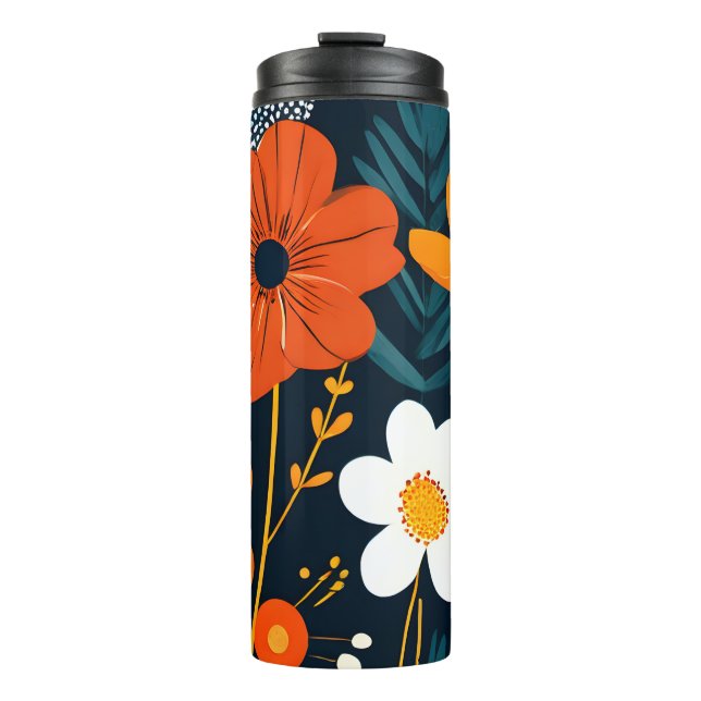 Helle MCM Abstrakte Blume Thermosbecher (Vorderseite)