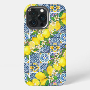 Helle mediterrane sizilianische Fliesen Zitruslemo iPhone 13 Pro Hülle