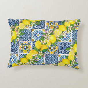 Helle mediterrane sizilianische Tiles Citrus Lemon Dekokissen