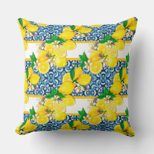 Helle mediterrane sizilianische Tiles Citrus Lemon Kissen