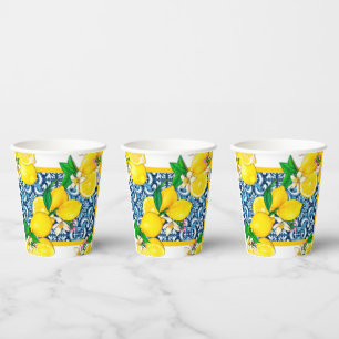 Helle mediterrane sizilianische Tiles Citrus Lemon Pappbecher