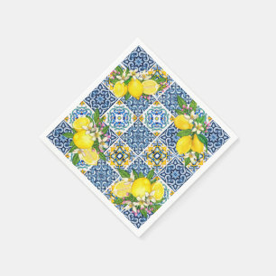 Helle mediterrane sizilianische Tiles Citrus Lemon Serviette