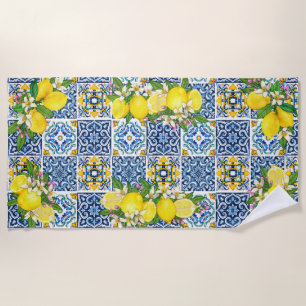 Helle mediterrane sizilianische Tiles Citrus Lemon Strandtuch