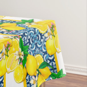 Helle mediterrane sizilianische Tiles Citrus Lemon Tischdecke
