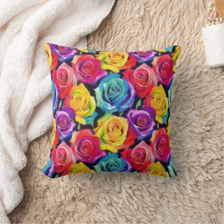Helle mehrfarbige Aquarellrosen Kissen