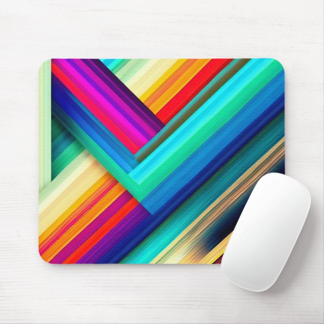 Helle, mehrfarbige Streifen mit großen Zickzack St Mousepad (Mit Mouse)