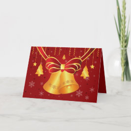 Helle Metallic Gold Bells und Red Bow Weihnachten
