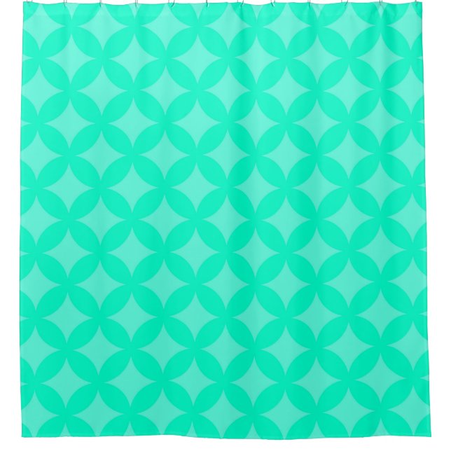 Helle Minze Green Geocircles Muster Design Duschvorhang (Vorderseite)