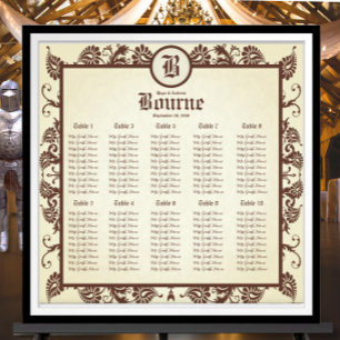 Helle Minze grün-braun-Blumenmuster-Sitzkarte Poster