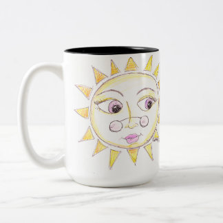Helle mit Augen Sonne mit Brillengläsern Zweifarbige Tasse