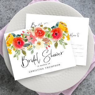 Helle Mittsommer-Blumen-Hochzeitsdusche Einladungspostkarte