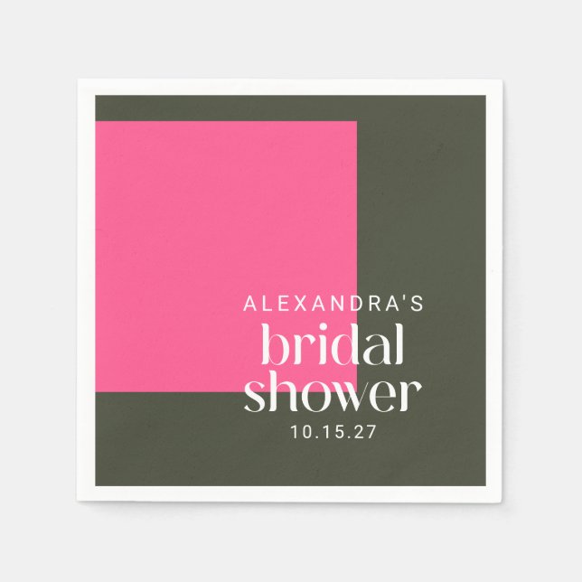 Helle Mod Groovy Pink Green Brautparty Custom Serviette (Vorderseite)