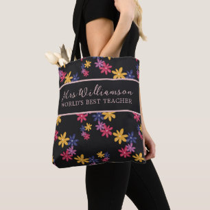 Helle moderne Blumenlehrerin Tote Tag Tasche