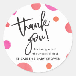Helle moderne Polka Dot Baby Dusche Vielen Dank Runder Aufkleber