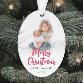 Helle, moderne Schrift Frohe Weihnachten 2 Fotos O Ornament