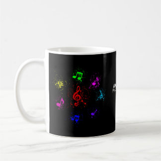 Helle musikalische Noten mit Farbspritzen Kaffeetasse