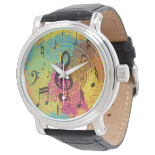 Helle Musiknoten bei Explosion der Farbe Armbanduhr