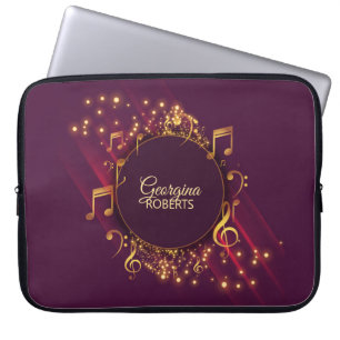Helle Musiknoten und Individuelle Name-Laptop-Sieb Laptopschutzhülle