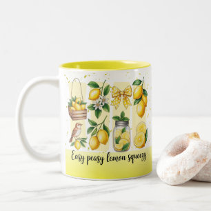 Helle, mutige, präppy Zitronen-Sommer-Vibes Zweifarbige Tasse