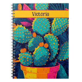 Helle Neon Cactus Vibrant Südwest Illustration Notizblock
