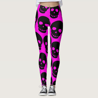 Helle Neon Hot Pink Goth Big Print Skulpturen Leggings