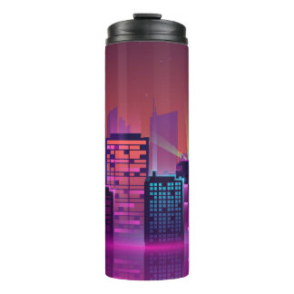 Helle Neon Nacht City, Vintag. Thermosbecher