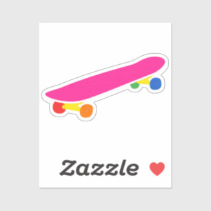 Helle Neon-Pink Skateboard Farbige Räder Laptop Aufkleber