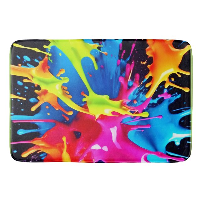 Helle Neon Splashes im Abstrakten Kunststil Badematte (Vorderseite)