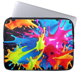 Helle Neon Splashes im Abstrakten Kunststil Laptopschutzhülle