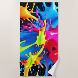 Helle Neon Splashes im Abstrakten Kunststil Strandtuch