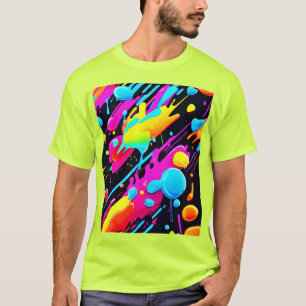 Helle Neon Splashes in Abstrakten Artwork T-Shirt