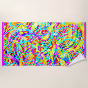 Helle Neonmuster Print Strandtuch