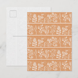 Helle orange abstrakte botanische whimsical Kunst Postkarte