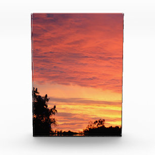 Helle Orange glühende Wolkendecke Fotoblock