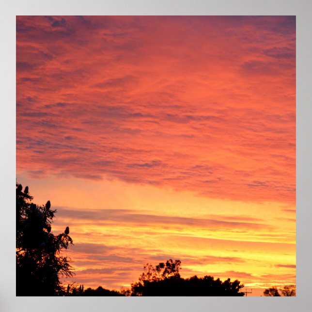 Helle Orange glühende Wolkendecke Poster (Vorne)